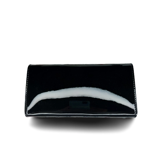 GREGORIO portfel damski skórzany czarny z brokatem