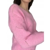 Różowy sweter damski ciepły ażurowy sweter