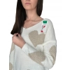 Sweter damski biały oversize serca ciepły sweter